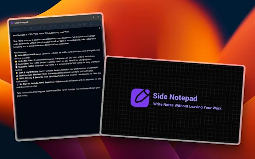 Side Notepad: Catatan Cepat di Browser – Unduh Gratis Terbaru - Screenshot 4