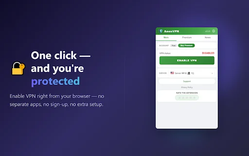 AnonVPN – VPN Gratis Tercepat untuk Chrome – Akses Aman & Privasi - Screenshot 1